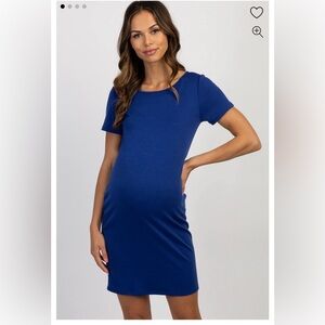 Pinkblush maternity Royal blue fitted short sleeve maternity dress